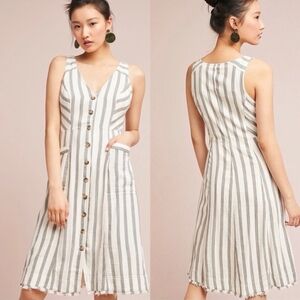 Maeve Anthropologie Nantas Striped Sleeveless Midi Dress 4p